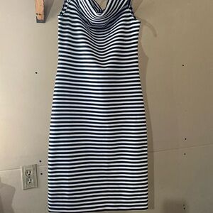 Elegant Black and White Striped Dress